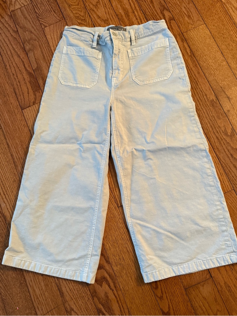 Point Sur J. Crew Wide Leg Crop Pants Women's Size 28P Beige Light Khaki Color